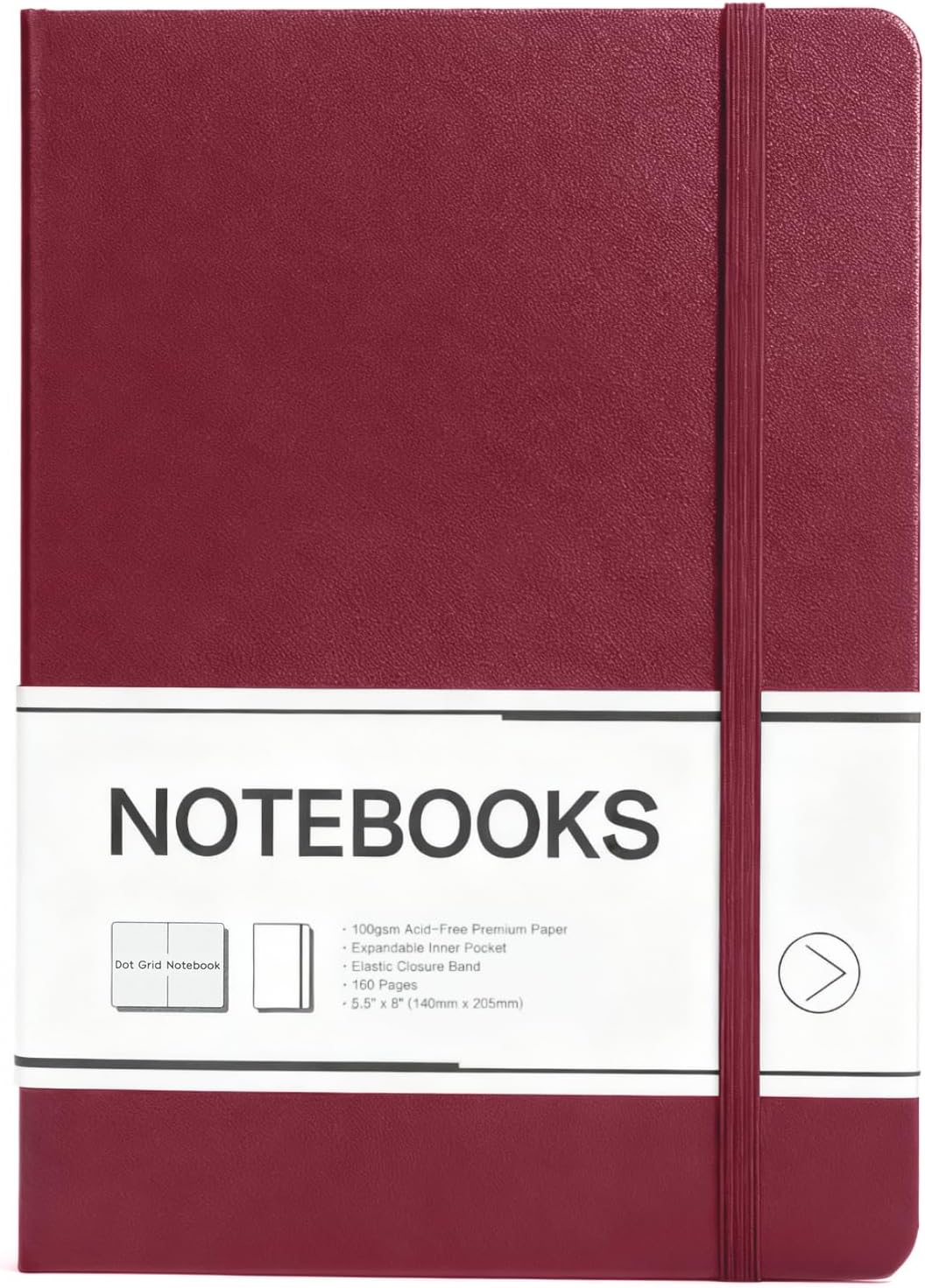 M&G Dotted Journal Notebook, 160 Pages, A5 Medium Size 5.6" x 8" for Men Women, 100GSM Thick College Ruled Paper Bullet Journal for Note Taking, Work & Office, Leather Hardcover, Green
