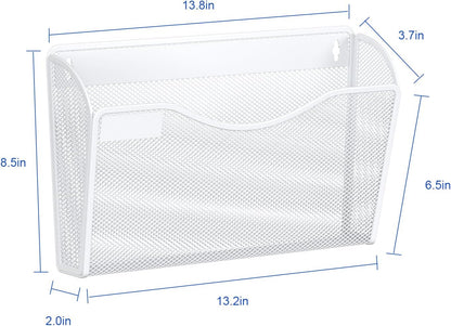 samstar 6 Pack Mesh Wall Mounted File Holder Metal Wall File Pocket Mail Organizer for Office/Home(with Label Panel)