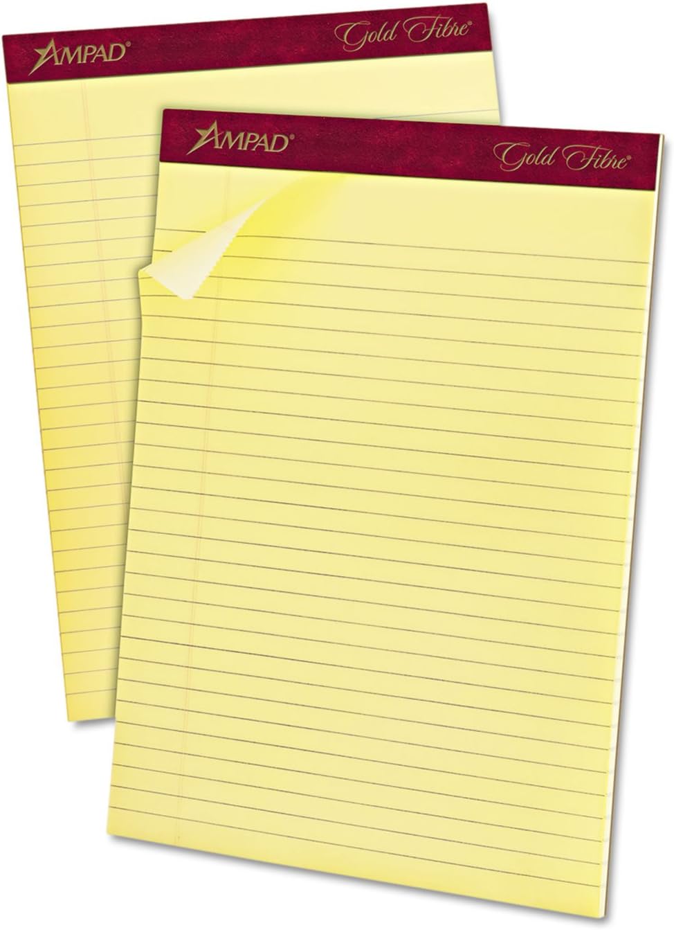 Ampad Gold Fibre Writing Pads, 8-1/2" x 11-3/4", Legal Rule, Canary Paper, 50 Sheets, 12 Pack (20-020R)