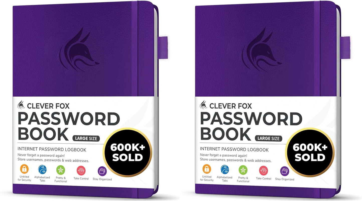 Clever Fox Password Book with alphabetical tabs. Internet Address Organizer Logbook. Small Pocket Password Keeper for Website Logins (Orange)