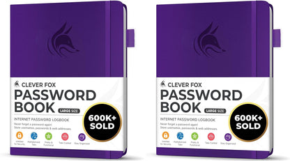 Clever Fox Password Book with alphabetical tabs. Internet Address Organizer Logbook. Small Pocket Password Keeper for Website Logins (Orange)