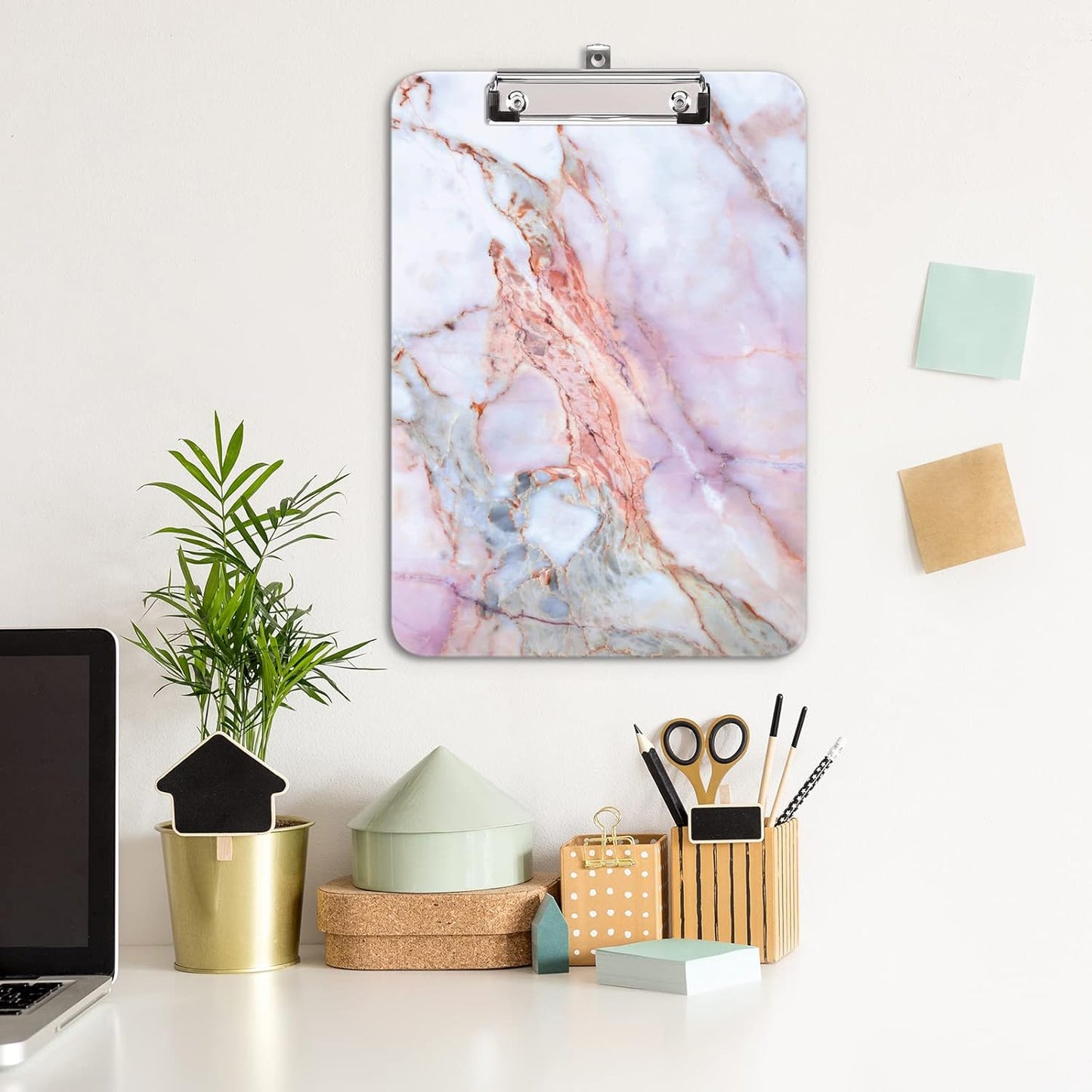 Hongri Plastic Cute Clipboard, Letter Size for Students, Teacher, Woman and Kids, Low Profile Clip, Decorative Pattern, Size 9 x 12.5 in, Dream Marble