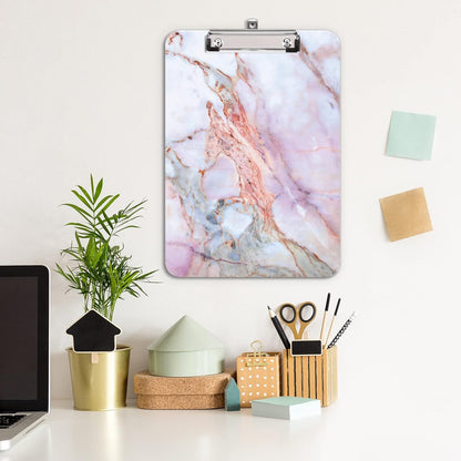 Hongri Plastic Cute Clipboard, Letter Size for Students, Teacher, Woman and Kids, Low Profile Clip, Decorative Pattern, Size 9 x 12.5 in, Dream Marble