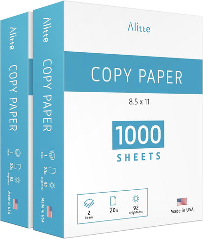 Printer Paper - 8.5 x 11 White Letter Size Copy Paper, 1 Ream 500 Sheets 20 lb Printing Paper for Documents Writing, Drawing, Smooth, 92 Bright | Home, School, Office Supplies | Made in USA