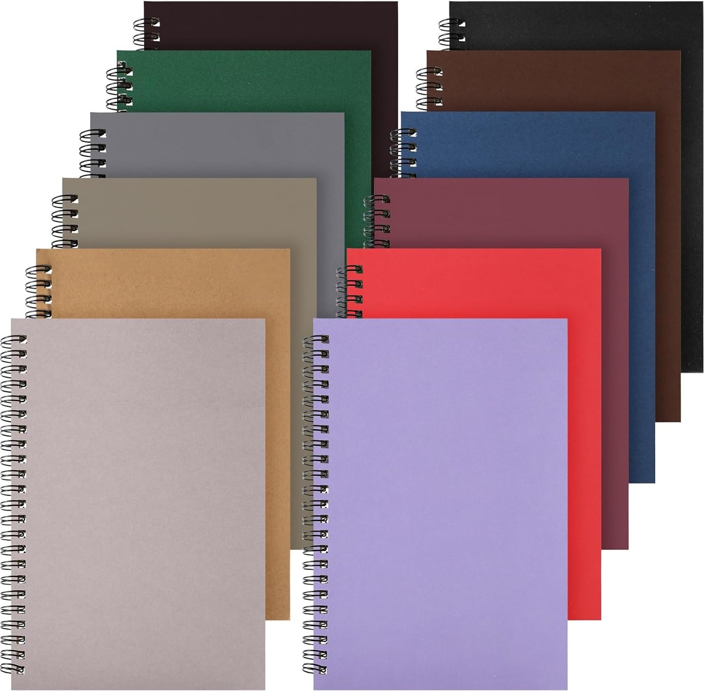 Leelosp 12 Pack Small Spiral Notebook Lined Spiral Journal College Ruled Notebook Wire Bound Kraft Cover, 120 Pages for Work (Multicolor,5.5 x 8.3 Inch)