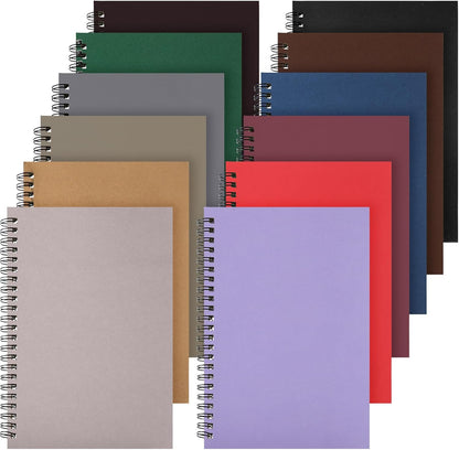 Leelosp 12 Pack Small Spiral Notebook Lined Spiral Journal College Ruled Notebook Wire Bound Kraft Cover, 120 Pages for Work (Multicolor,5.5 x 8.3 Inch)