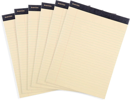 Mintra Office White Legal Pads – Ruled Notepads and Micro-Perforated Sheets, Ideal for Writing, Note-Taking & Creativity, Office, or Professional Use, Basic Pad 6 pack, 8.5"x11" (Narrow Ruled)