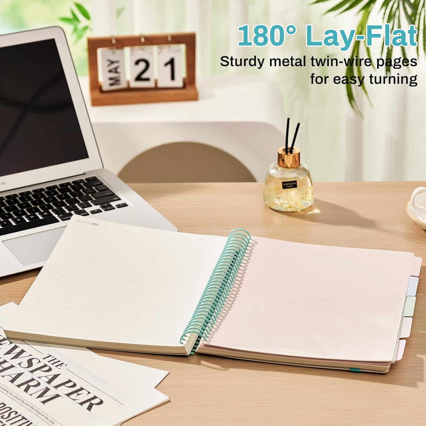 Hardcover Spiral Notebooks 8.5" X 11" Note Taking 5 Subject Notebook College Ruled with Dividers 240 Pages 100GSM Aesthetic Spiral Notebook for Work School Cute Journals for Women Writing