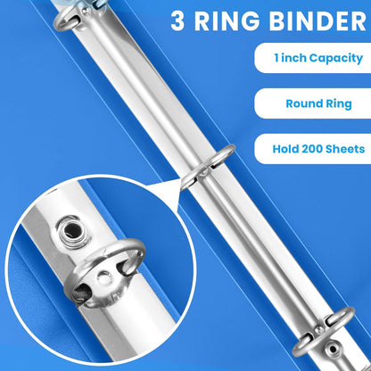 Henoyso 6 Pcs 2 Inch Mini 3 Ring Binders with Clear Front View Cover, Round Ring Blue A5 Binders Bulk Pack for School Office, Holds up to 490 Sheets, 5.5 x 8.5 Paper Half Letter Pages Organizer