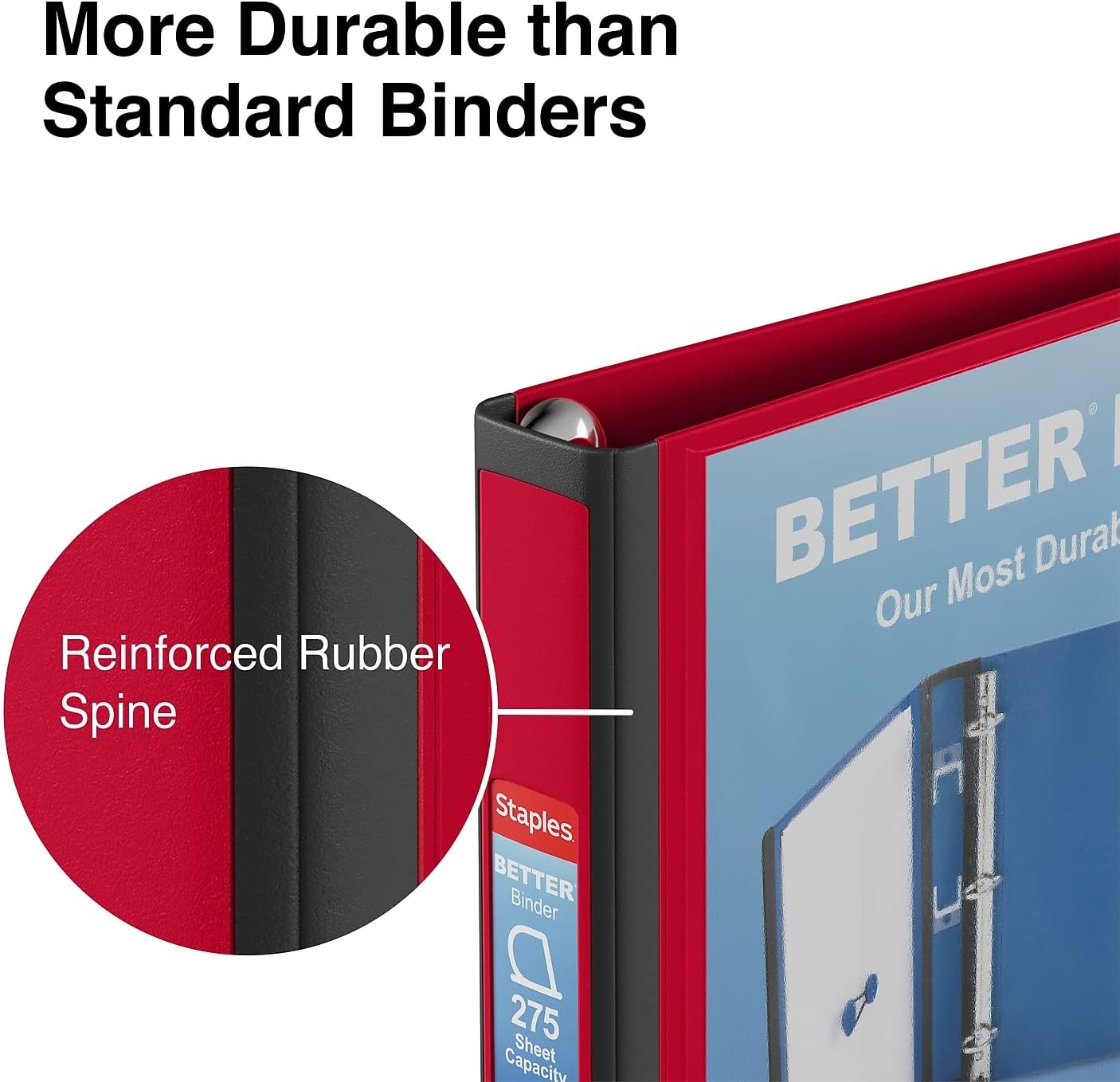 Staples Better Binder 2-Inch D-Ring View Binder, Reinforced Spine, Holds Up to 540 Sheets, Teal, for Office & School