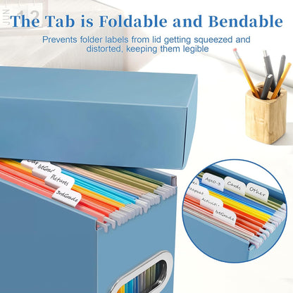 File Organizer Box with Lid & Handle, Thickened Cardboard Hanging File Folder Storage Boxes for Letter Size, Portable Filing Organizer for Office, Home, Classroom, Pink 2 Pack