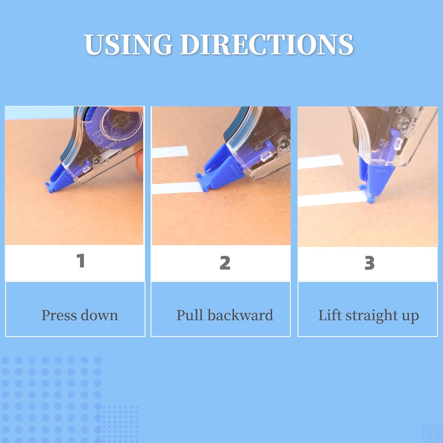 39.37 ft Correction Tape, 6PCS, Fast, Clean, Easy-to-Use Correction Tape Bulk Office School Supplies, Blue, White