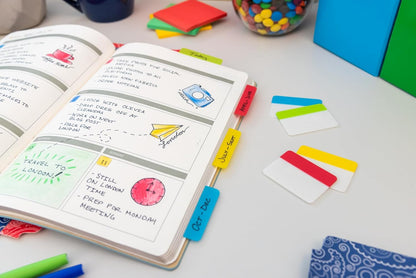 Post-it Tabs, 1 in, Solid, Red, Yellow, Blue, 22 Tabs/Color, 66 Tabs/On-the-Go Dispenser (686-RYB)