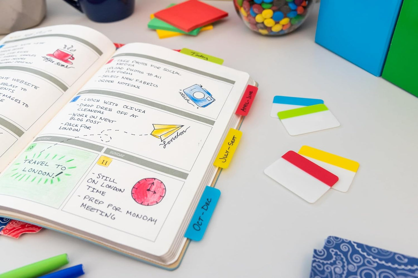 Post-it Sticky Tabs, 2 in. x 1.5 in., 2 Pads of Book Tabs for Bookmarking, Annotating, Reading, and Reminders, White (50 Total Count)