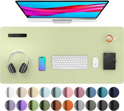 Aothia Non-Slip Waterproof PU Leather Desk Pad Protector for Mouse, Writing Desk, Office, Home, Laptop Blotter, 23.6" x 13.7", Black - Colors A