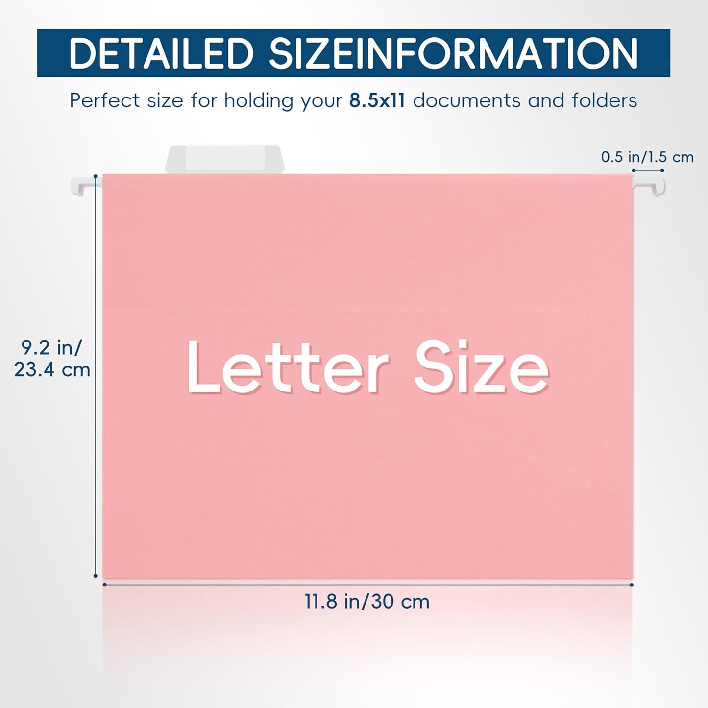Blue Hanging File Folders,25 Pack Letter Size File Folders with 1/5-cut Tabs,Office Essentials for Filing Cabinet & Desk Storage