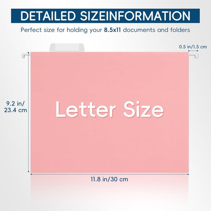 Blue Hanging File Folders,25 Pack Letter Size File Folders with 1/5-cut Tabs,Office Essentials for Filing Cabinet & Desk Storage