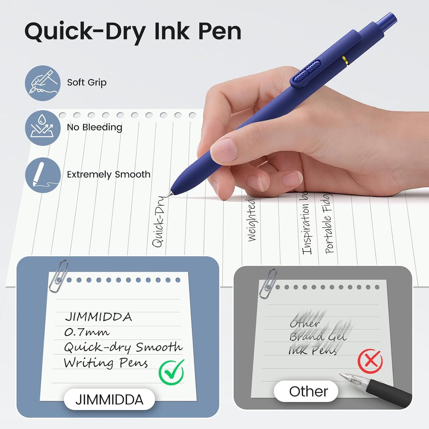 8Pcs Black Gel Pens - 0.7mm Medium Point Black Ink Pens | Smooth Writing - Quick Drying Retractable Pen for Men Women (Morandi - 8Pcs)