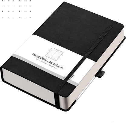 AHGXG Graph Paper Notebook - Grid Paper Notebook Large A4 8.5''×11'', 320 Pages Thick Journal, 100gsm Thick Graph Paper, Leather Softcover, Inner Pocket - Black