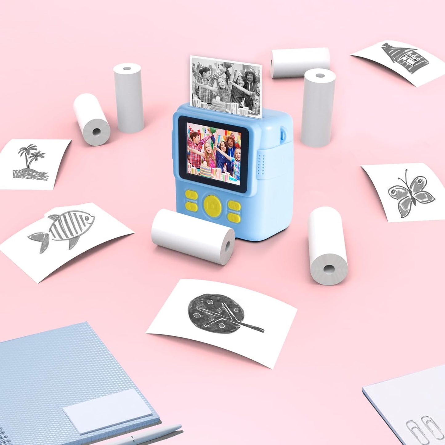 12 Rolls Instant Print Camera for Kids Refill Print Paper - Hikkon Thermal Print Paper Rolls Photo Print HD Printing for Most Kids Instant Camera - Paper Only(White-12)