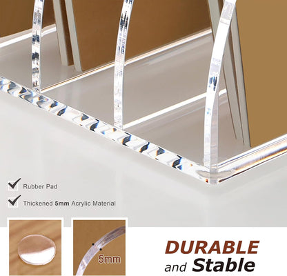 SANRUI Desk Organizer Clear Acrylic Desk Magazine File Holder with 3 Vertical Sections Magazine Rack File Organizer for Office, Home, School