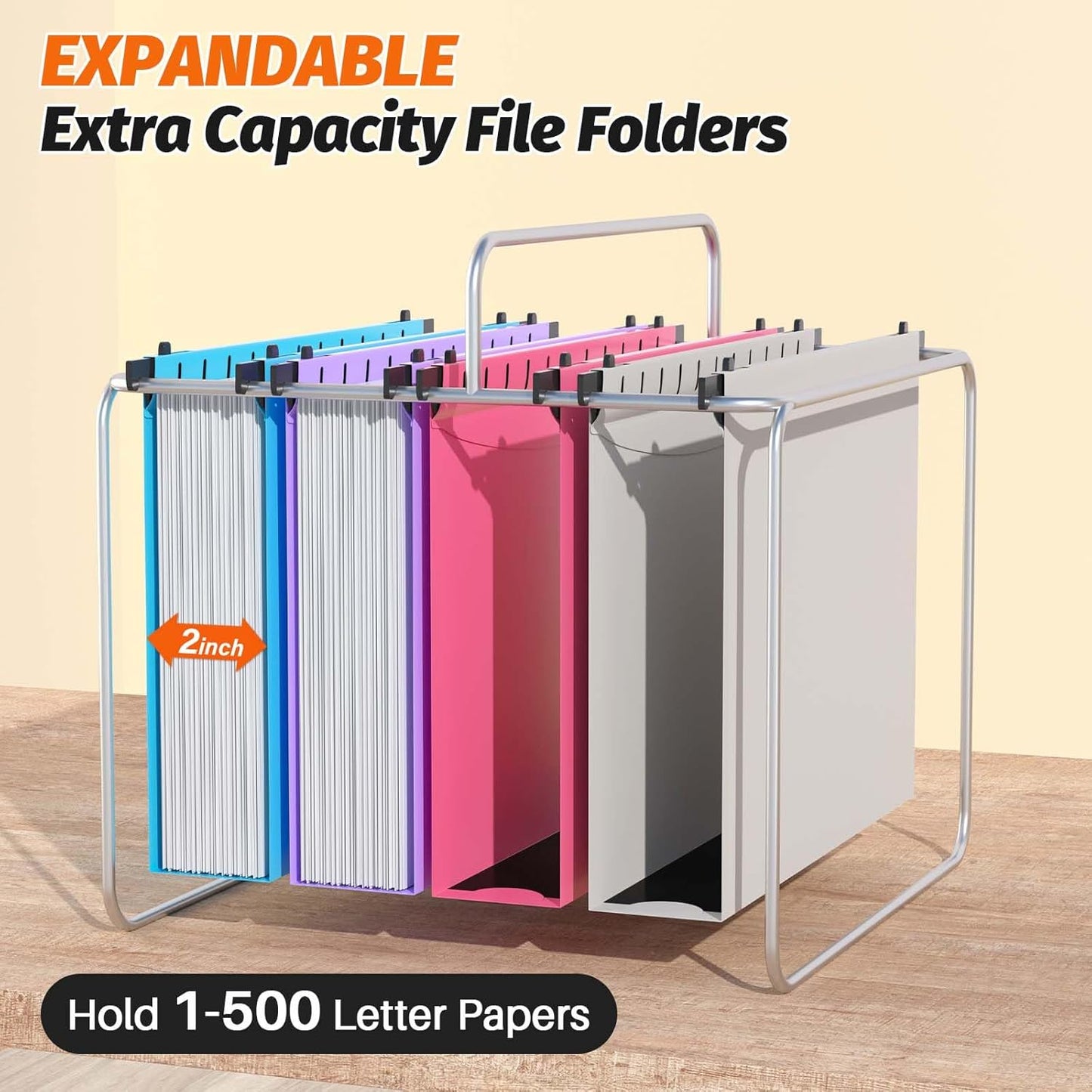 Shutex Extra Capacity Plastic Hanging File Folders,12 Pack Reinforced Hang Folders,Heavy Duty 2 Inch Expansion,Plastic Filing Cabinet Folders,Letter Size,Designed for Bulk Files, Medical Charts,Blue