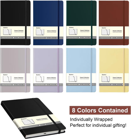 Comix 6 Pack Lined Journal Notebooks for Work, 240 Pages, 5.5"x8.3", Black, Hardcover, A5 Medium College Ruled, Journaling Notebooks for Notes-Taking, Fits for Office School Home