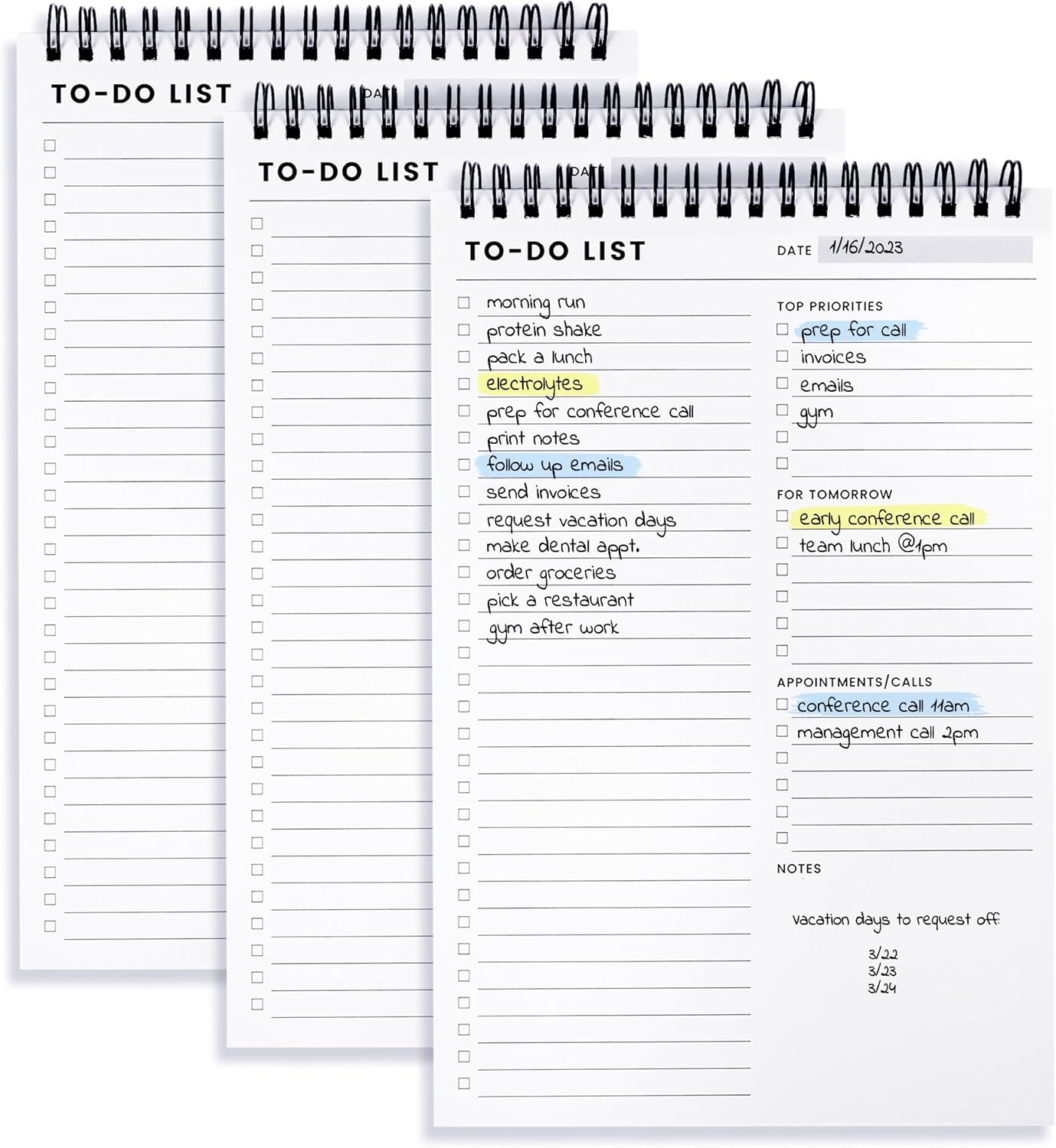 To Do List Notepad: With Multiple Functional Sections - 6.5 x 9.8" 60 Sheets - Spiral Daily Planner Notebook - Task CheckList Organizer Agenda Pad for Work - Note & Todo List Organization Notebooks
