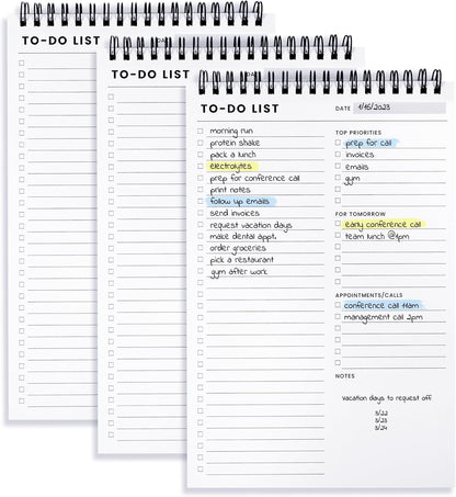 To Do List Notepad: With Multiple Functional Sections - 6.5 x 9.8" 60 Sheets - Spiral Daily Planner Notebook - Task CheckList Organizer Agenda Pad for Work - Note & Todo List Organization Notebooks