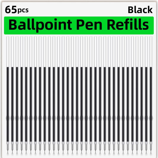 65 Pieces Retractable Ballpoint Pen Refills Replacement Ballpoint Pen Refills Ink Pen Refills Black for Journal Writing, Office and School Supplies, 107 mm in Length (Black,0.7 mm)