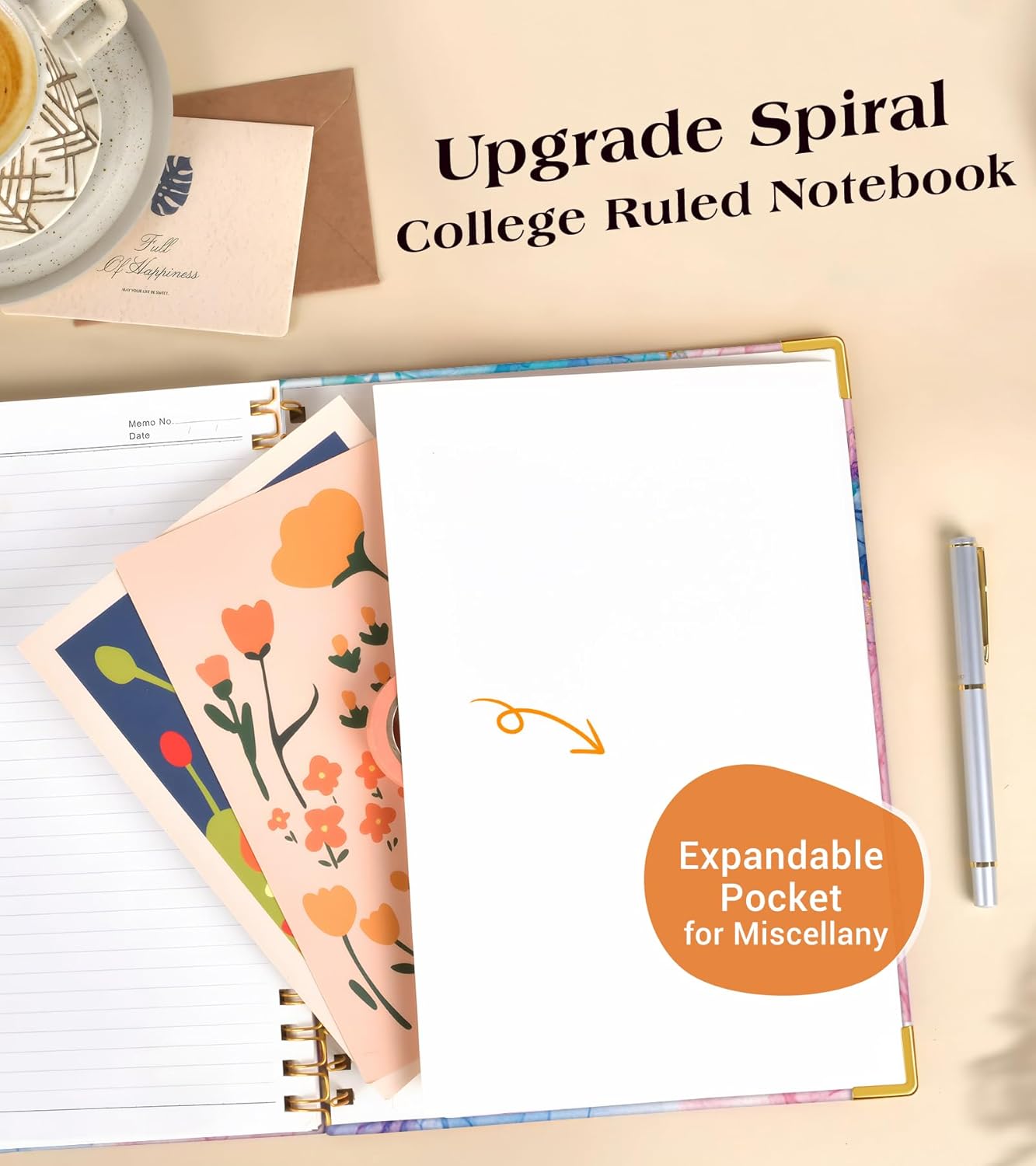 Lined Spiral Notebook Journal for Women, 200 Pages Cute Notebooks 8.5” x 11”, A4 Large Hardcover Spiral Journals with 100 GSM Thick Paper, College Ruled Notebook for Writing Work School, Autumn Tree