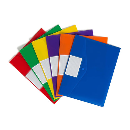 Smead Poly Document Holders, Snap Closure, Side Load, Letter Size, Primary Colors, 6 per Pack (89687)