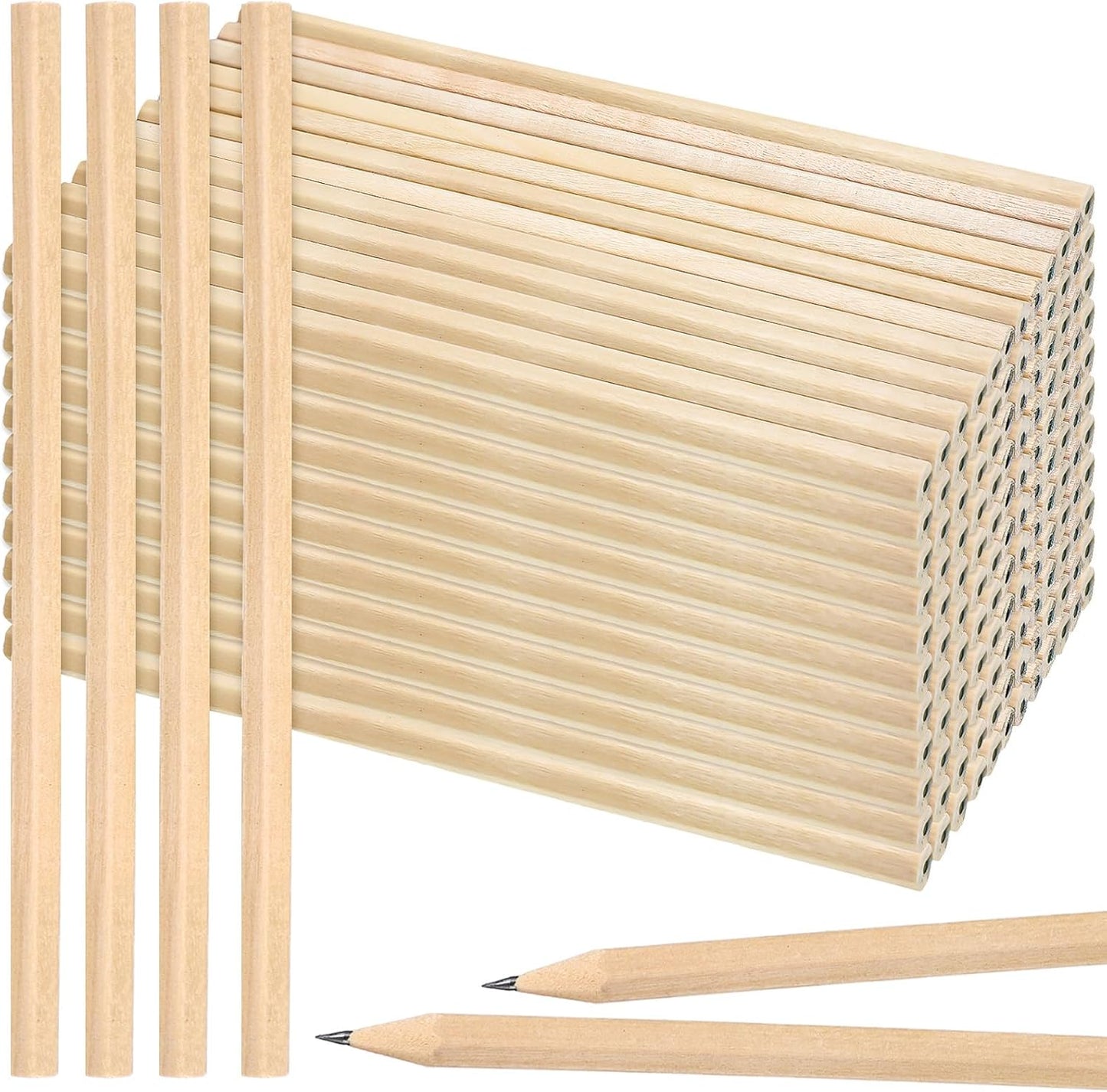 Fumete 100 Pieces Wooden Pencils Bulk No Eraser Hexagonal HB Graphite Unsharpened Natural Wood Pencils Without Erasers Classroom Gifts for Students Bulk Goodie Bag Stuffers