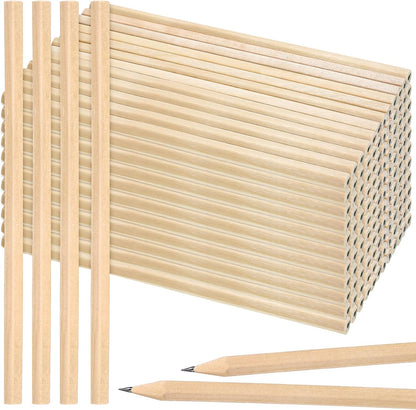 Fumete 100 Pieces Wooden Pencils Bulk No Eraser Hexagonal HB Graphite Unsharpened Natural Wood Pencils Without Erasers Classroom Gifts for Students Bulk Goodie Bag Stuffers