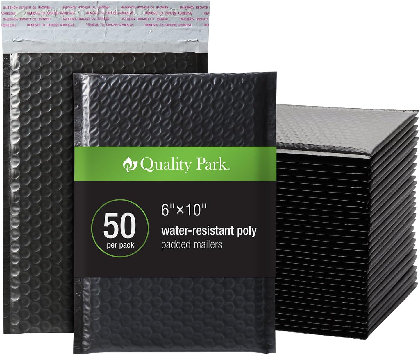 Quality Park Bubble Mailers, 6 x 9 Inch, White Poly Mailers, Padded Envelopes, Shipping Envelopes, Water Resistant, Self Seal, 50 Per Box (QUA85856), Plastic