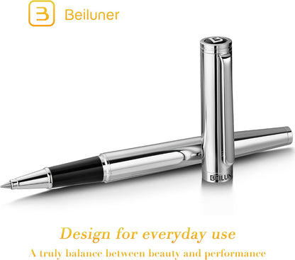 BEILUNER Luxury Rollerball Pen, Stunning Green Lacquer with 24K Gold Trim,Noble and Elegant Designs,Schneider Ink Refill, Best Gift Set for Men & Women, Refillable, Executive Writing, Nice Pens