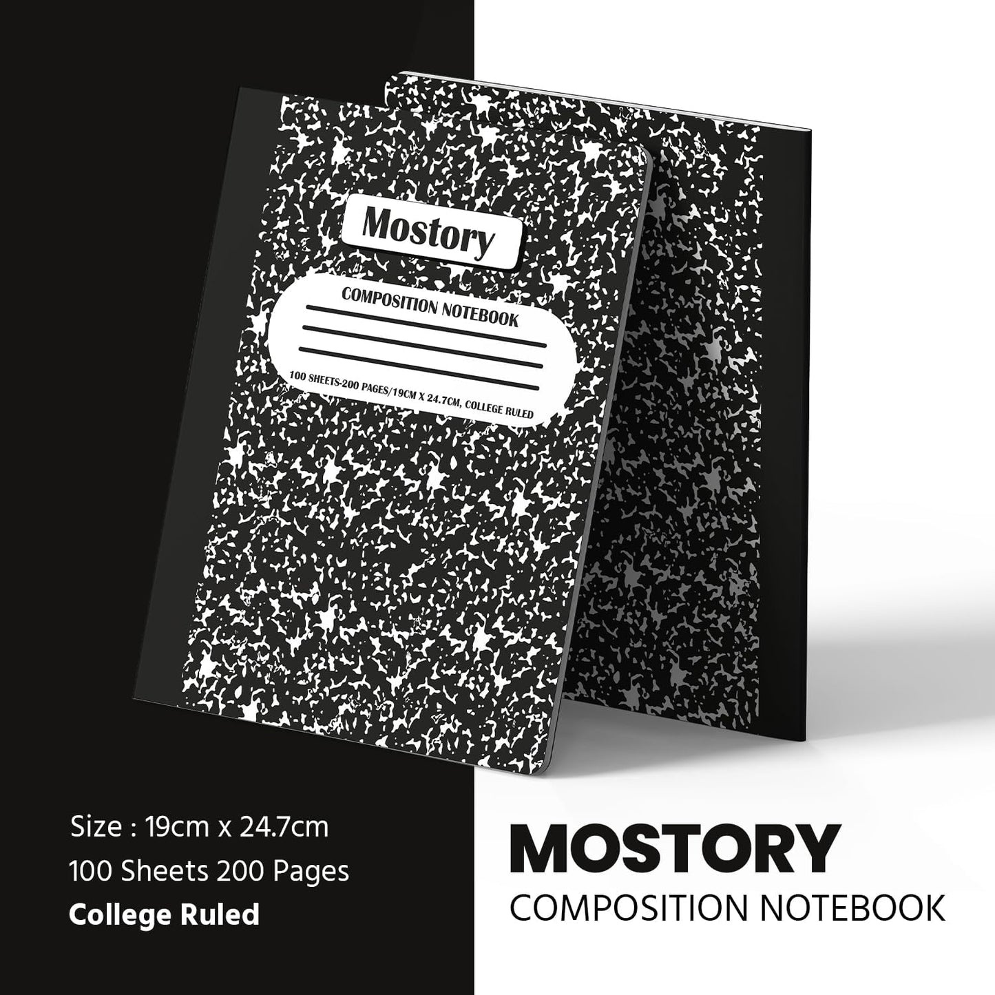 MOSTORY 50 Pack Bulk Composition Notebook - College Ruled 200 Pages (100 Sheets), Size 7.5" x 9.75", Bulk School Supplies, Office, Bulk Notebooks for School, Writing Journal Notebook with Lined Paper