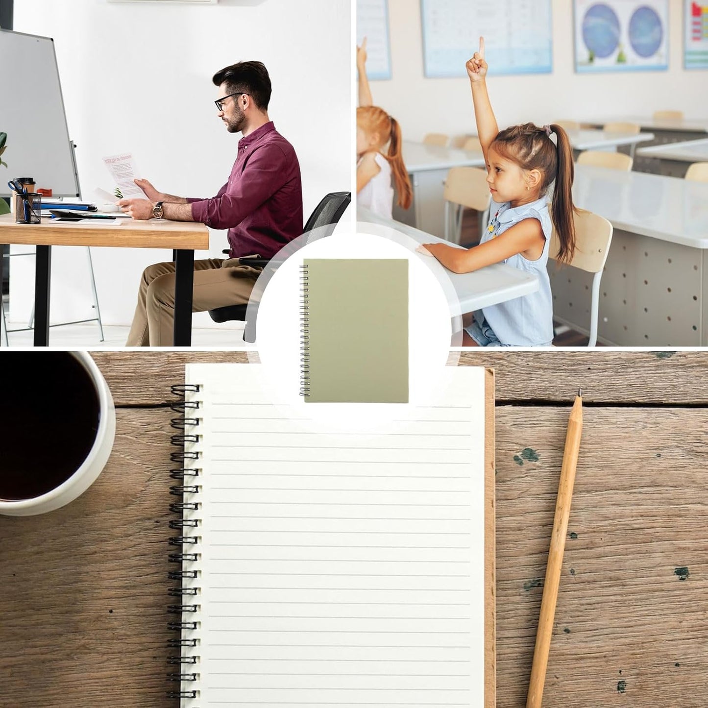 MIVIDE 24 Pack A5 Bulk Spiral Notebooks with Kraft Cover, 8.3 x 5.8 Inch 120 Pages Hardcover Spiral Lined Notebook Journal, Lined Travel Bulk Writing Notebook for School Office Supplies(Black, Kraft)