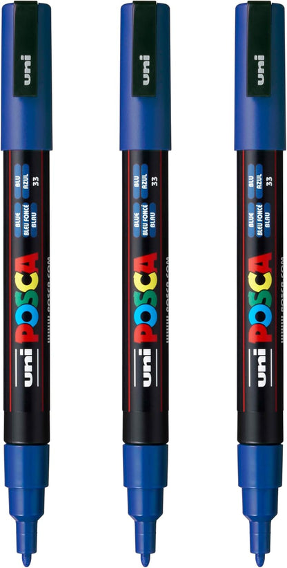 posca PC-3M Water-Based Paint Markers, Reversible Fine Tip (0.9-1.3mm), Pink, 3 Count