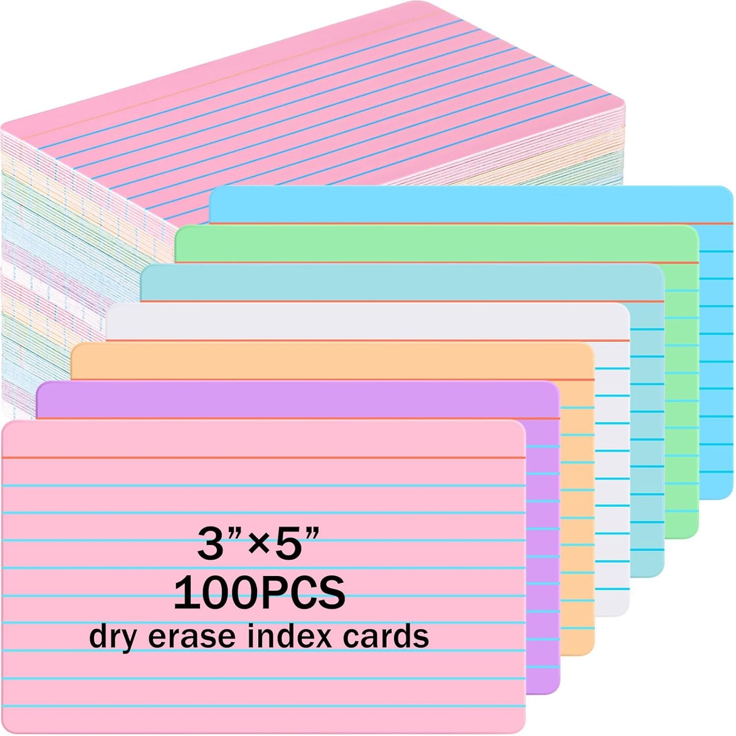 Harloon 100 Pcs Dry Erase Index Cards 3 x 5 Inch Laminated Reusable Dry Erase Note Cards Sheets for Office to Do List(White)