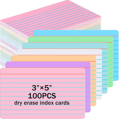 Harloon 100 Pcs Dry Erase Index Cards 3 x 5 Inch Laminated Reusable Dry Erase Note Cards Sheets for Office to Do List(White)