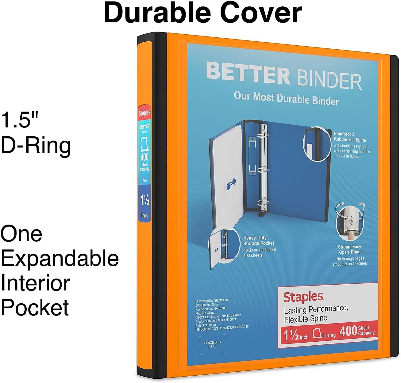 Staples Better Binder 2-Inch D-Ring View Binder, Reinforced Spine, Holds Up to 540 Sheets, Teal, for Office & School