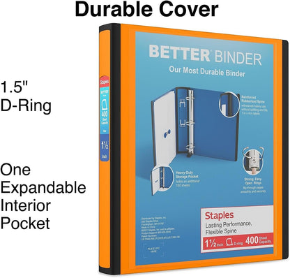 Staples Better Binder 2-Inch D-Ring View Binder, Reinforced Spine, Holds Up to 540 Sheets, Teal, for Office & School