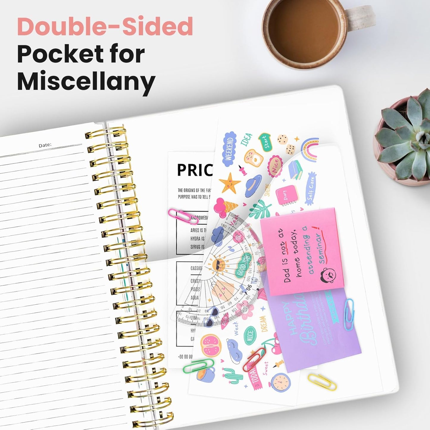Large Spiral Notebook with Dividers & Tabs, 8.5" x 11" Hardcover 5 Subject Notebook for Work, 280 pages, College Ruled, Cute Journal for Women, Perfect for Study & Office Note Taking, Garden