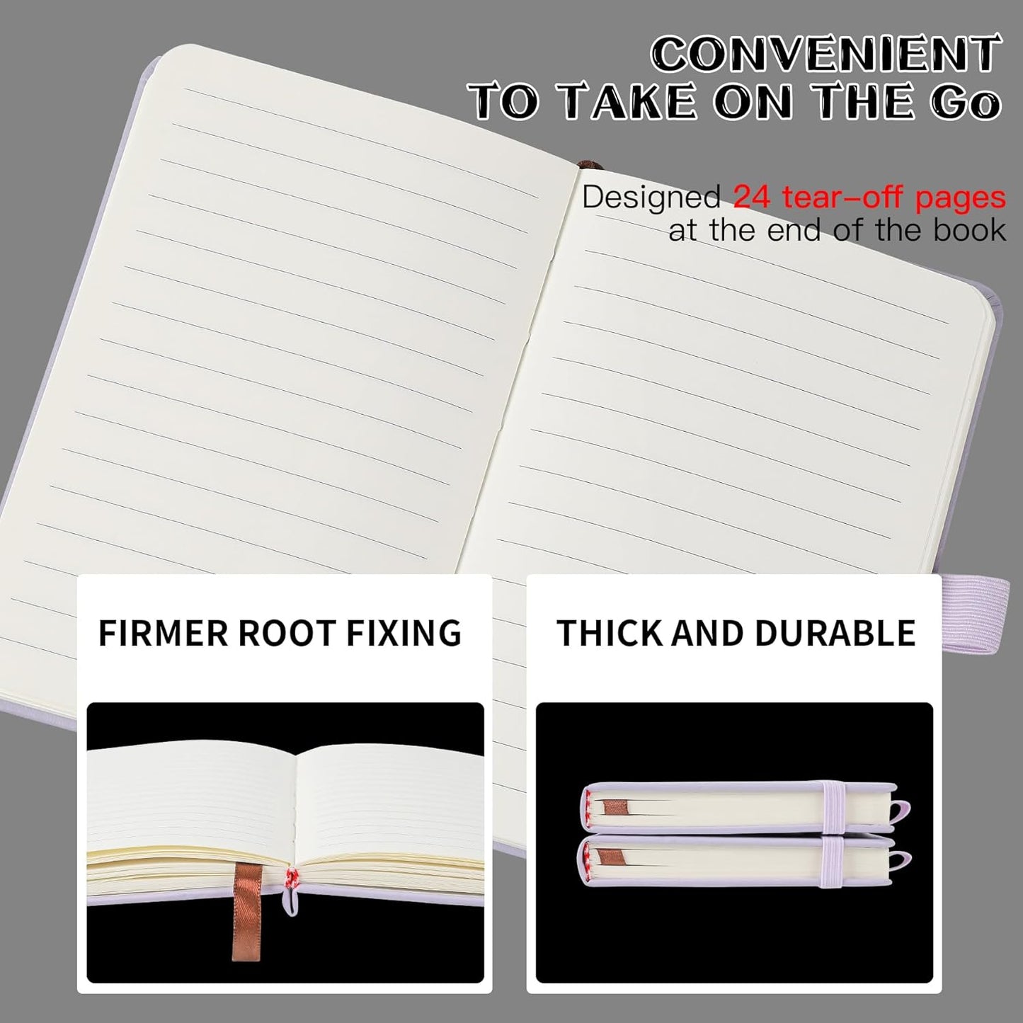 2Pack Pocket Notebook Small Notebook Journal Notebook 4 inches x 5.7 inches 200 Pages Leather Cover With Pen Holder Page Marker Ribbons(Black)