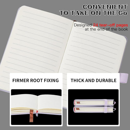 2Pack Pocket Notebook Small Notebook Journal Notebook 4 inches x 5.7 inches 200 Pages Leather Cover With Pen Holder Page Marker Ribbons(Black)