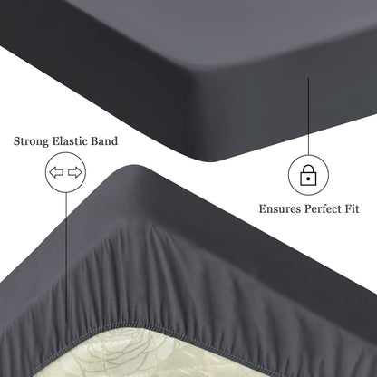 Sufdari Mattress Protector,Waterproof 18" Deep Pocket Mattress Cover Fitted Sheet Style with Elastic Rubber Band,Washable and Easy Care-Black,Queen