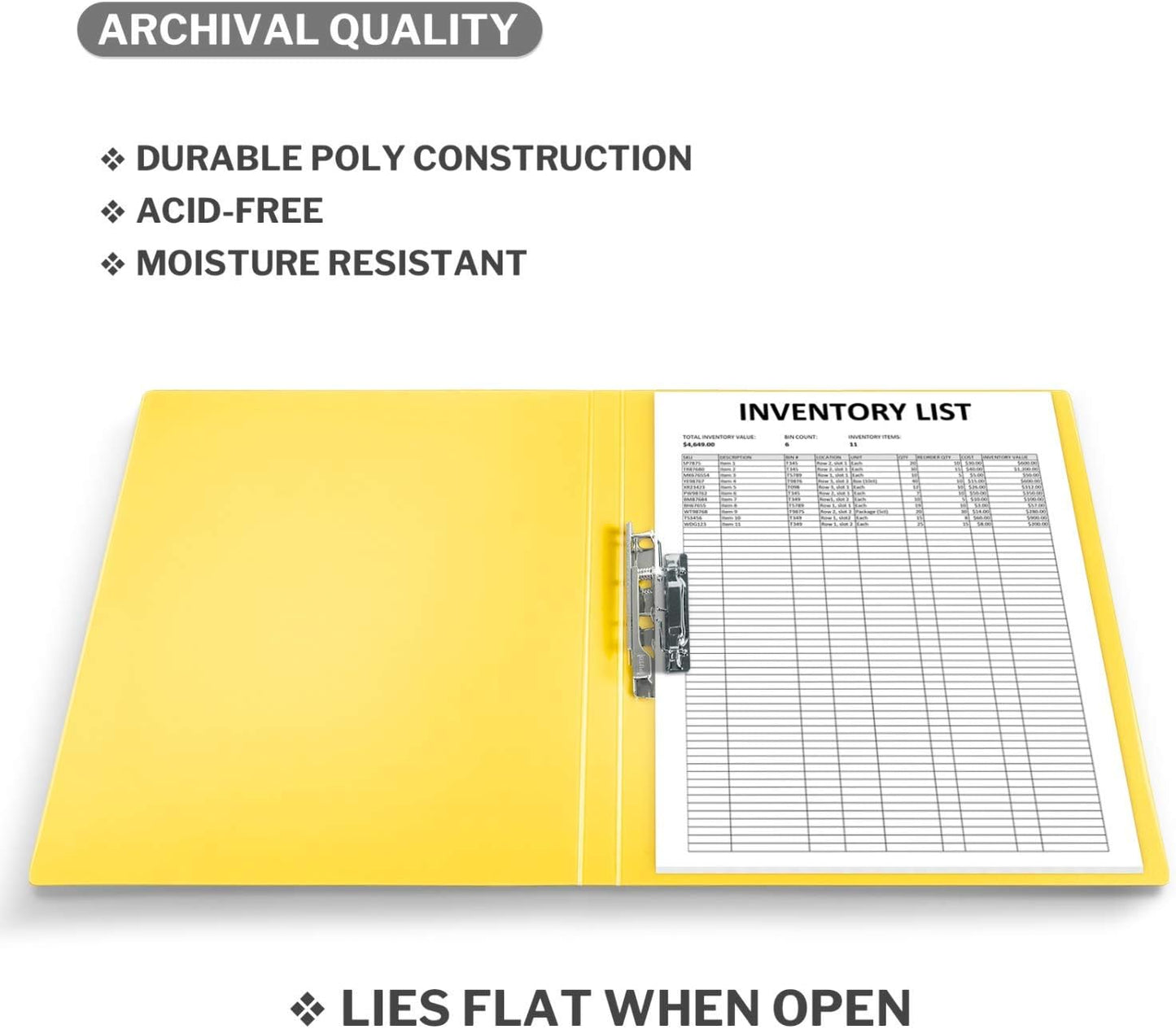 CRANBURY Punchless Clamp Binder (Dusky Gray), Ringless Binder Holds 100 Letter Size Pages, Documents, 8.5x11 Folder with Metal Clip for Home or Office, Transparent Acid-Free Poly