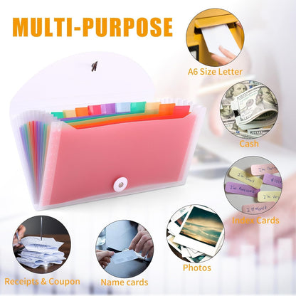 Nicecho Receipt Coupon Organizer, 13 Pockets Small Accordion File Organizer with Labels for Receipt Cards, Bill Business, Coupons Storage, 10.2X 5.1 Inches