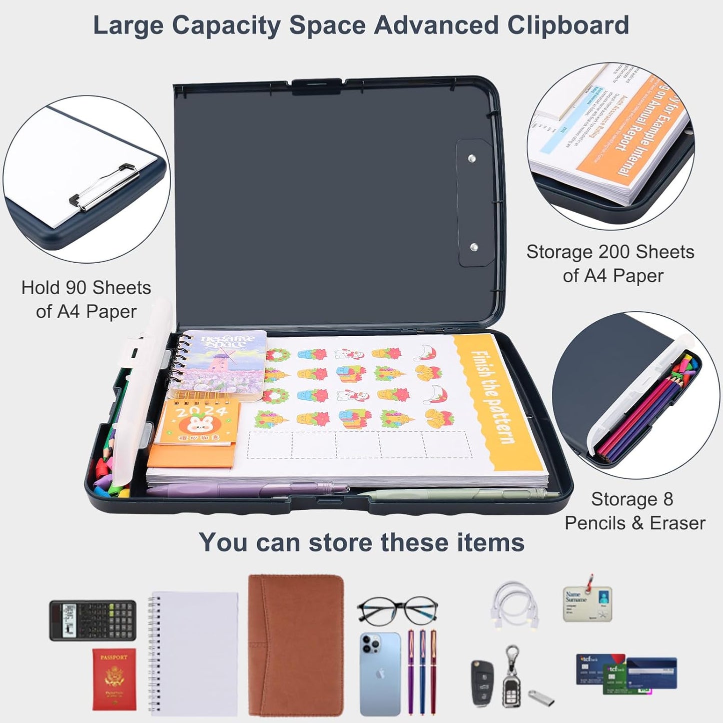 SFLHHDM Purple Clipboard, Clip Boards 8.5x11, Teacher Clipboards with Storage, Plastic Clipboard with Pen Holder, Clipboards Storage for Women Teachers Work, School & Office Supplies